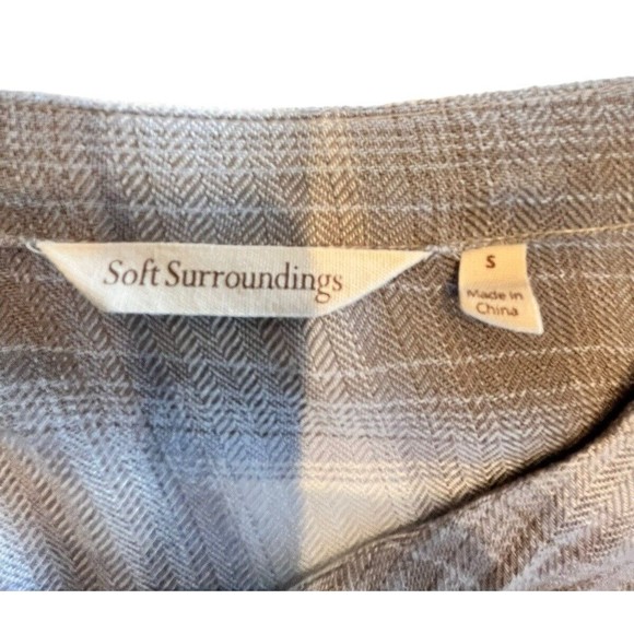 Soft Surroundings Plaid Tunic Womens Blouse Shirt Blue Gray Sz Small - Picture 7 of 8